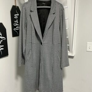 Torrid Black and White Checkered Trench Coat